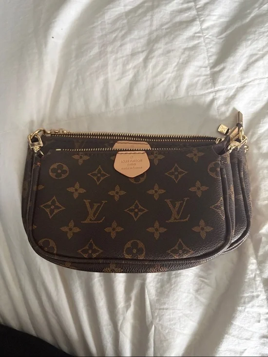 Louis Vuitton Monogram Double Pouch Crossbody Bag in Brown and Tan - Picture 3 of 10